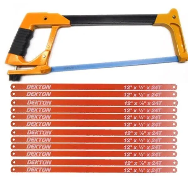 12" 300mm HD DURABLE PROFESSIONAL GRIP HANDLE HACKSAW   12 BLADES HACK SAW 24TPI