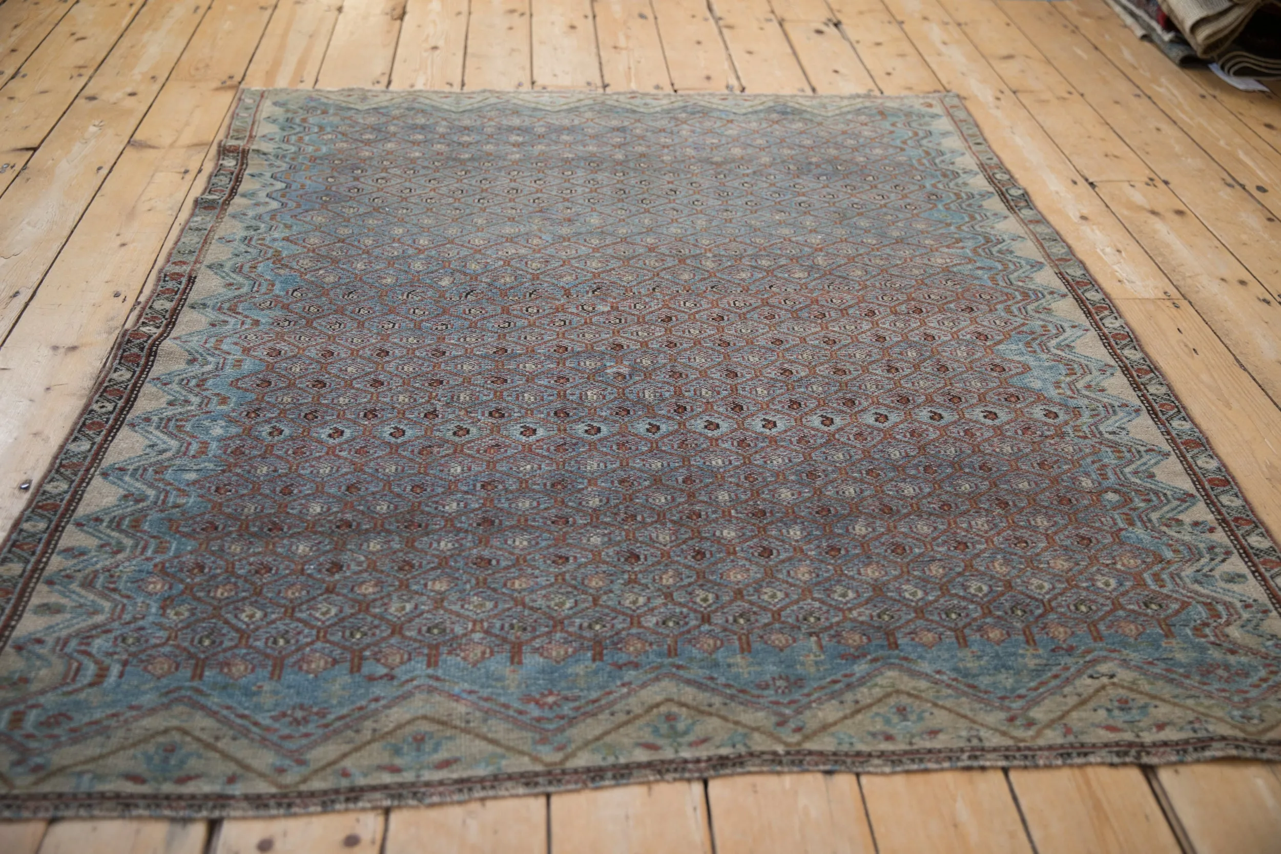 4.5x5.5 Antique Fine Distressed Malayer Square Rug