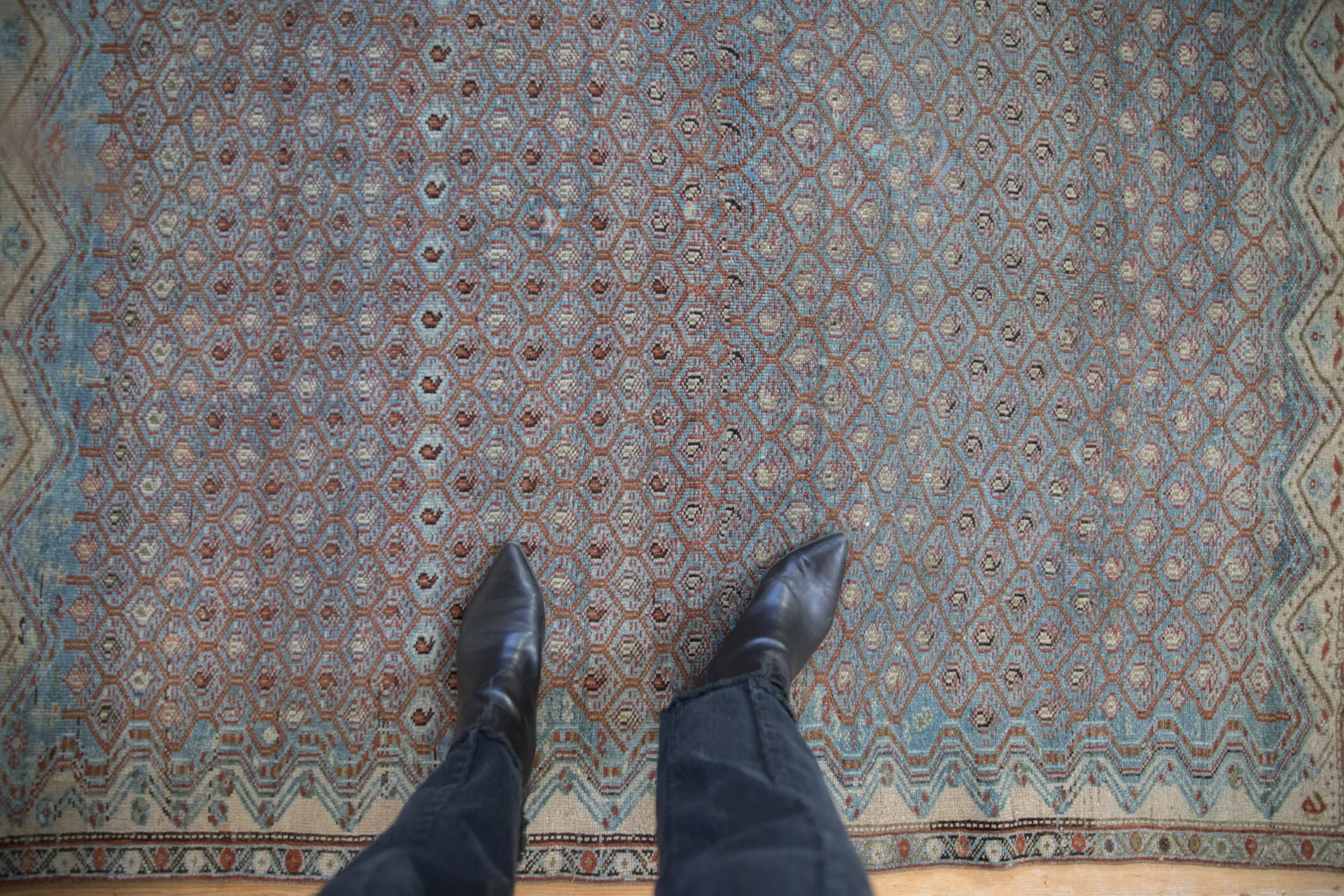 4.5x5.5 Antique Fine Distressed Malayer Square Rug