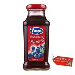 48x Yoga Bar Frutti Rossi Mirtillo Rote Früchte Blaubeere Fruchtsaft Glasflasche 200ml