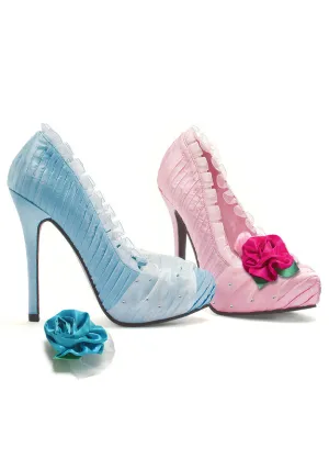 5 Satin Pump With Flower And Rhinestone Decor. Women