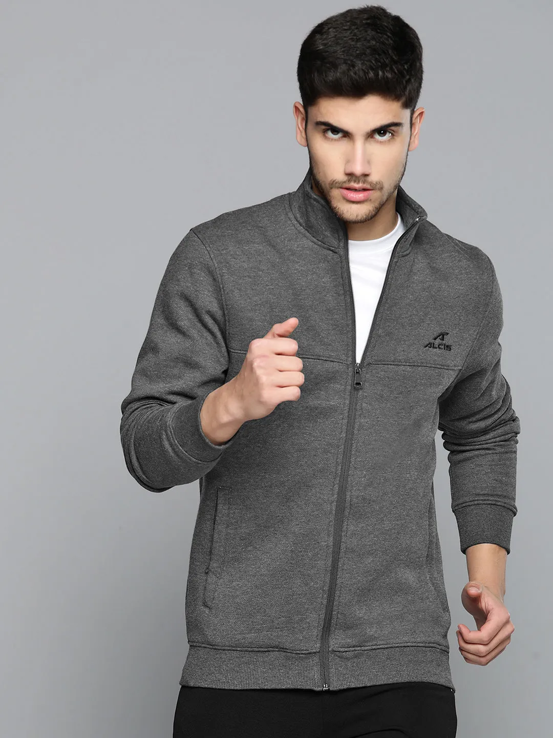 Alcis Men Charcoal Running Sporty Jacket