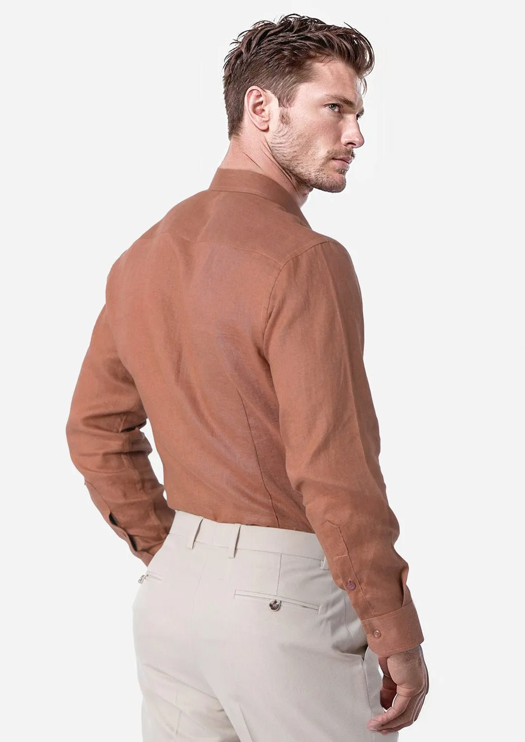 Amber Brown Linen Shirt