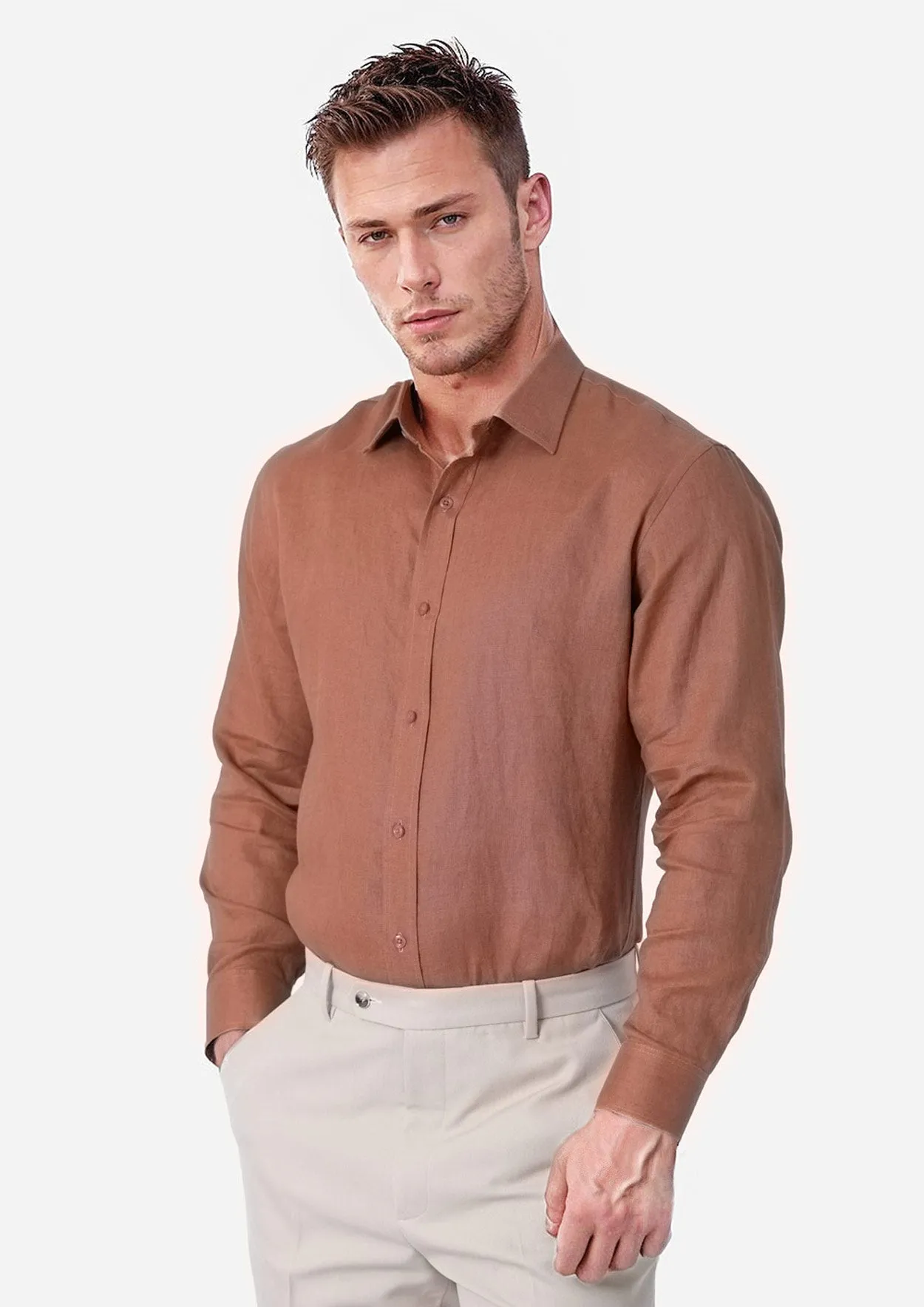 Amber Brown Linen Shirt
