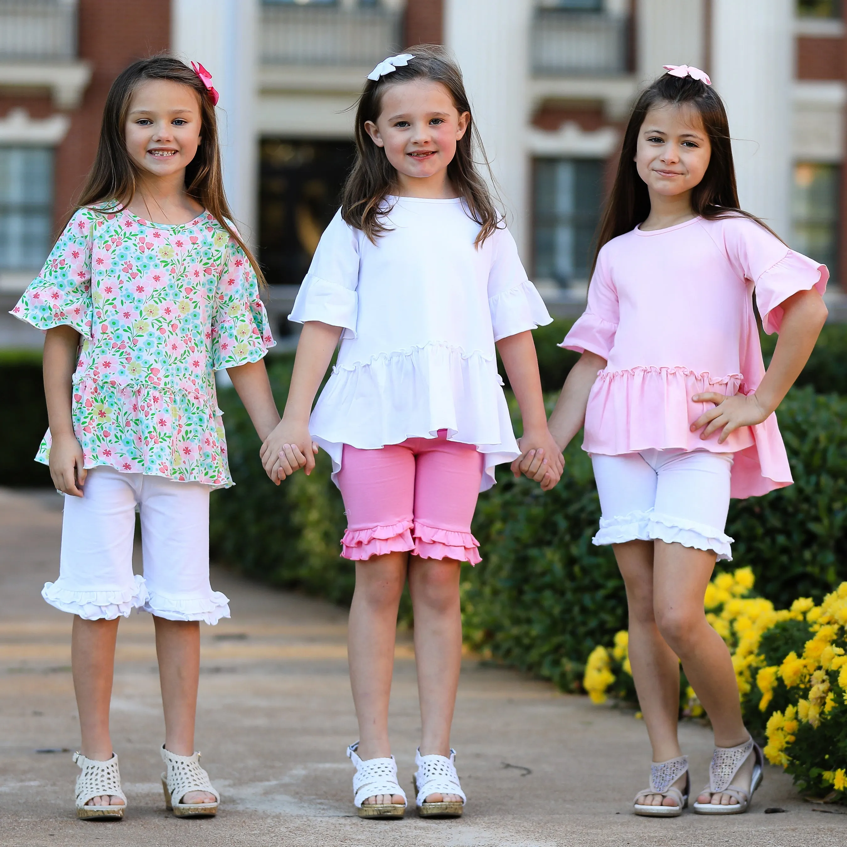 AnnLoren Little Toddler Big Girls' Angel Sleeve Pink Boutique Ruffle Top Shirt Clothing Sizes 2/3T - 7/8