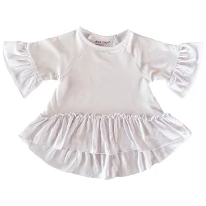 AnnLoren Little Toddler Big Girls' Angel Sleeve White Boutique Ruffle Top Shirt Clothing Sizes 2/3T - 7/8