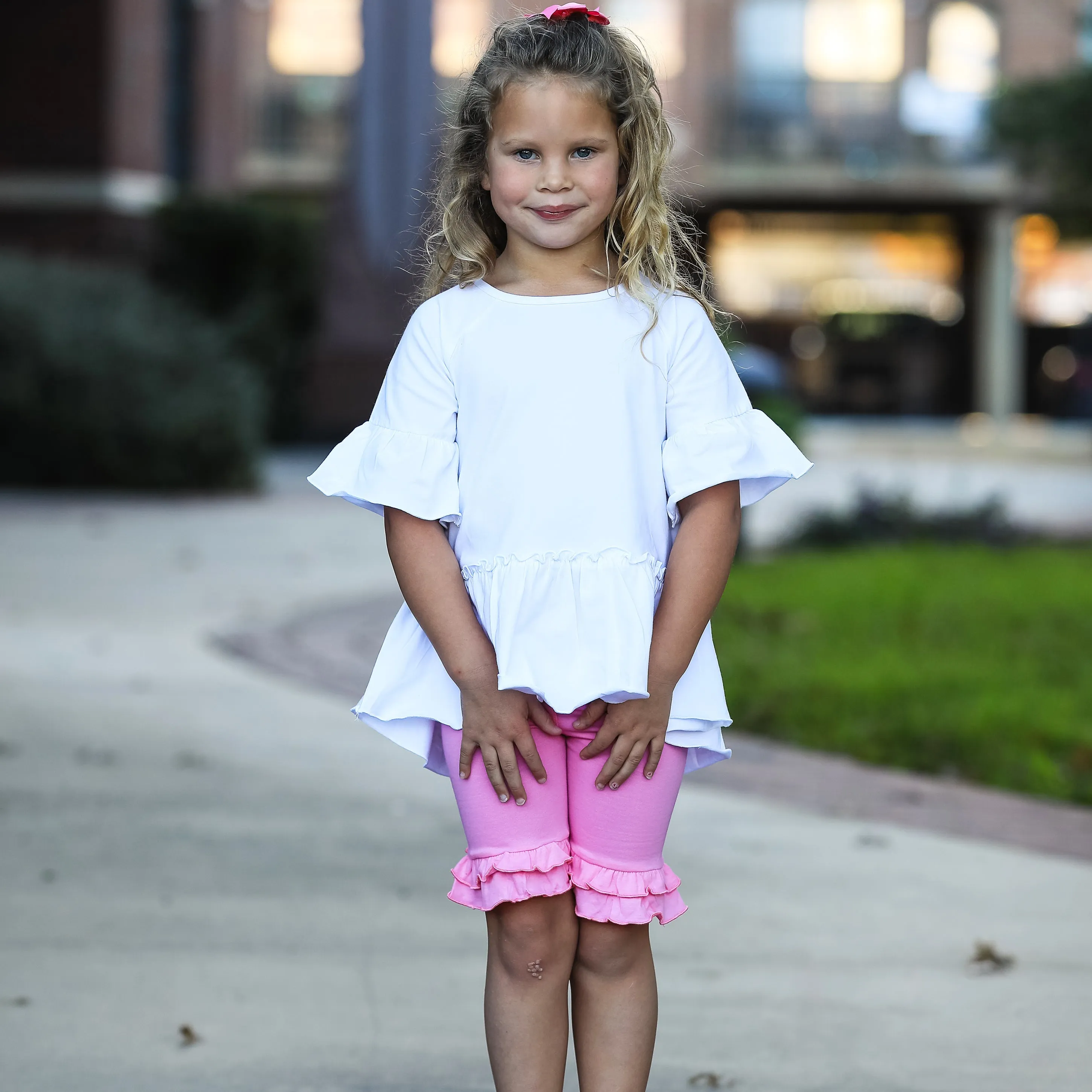 AnnLoren Little Toddler Big Girls' Angel Sleeve White Boutique Ruffle Top Shirt Clothing Sizes 2/3T - 7/8