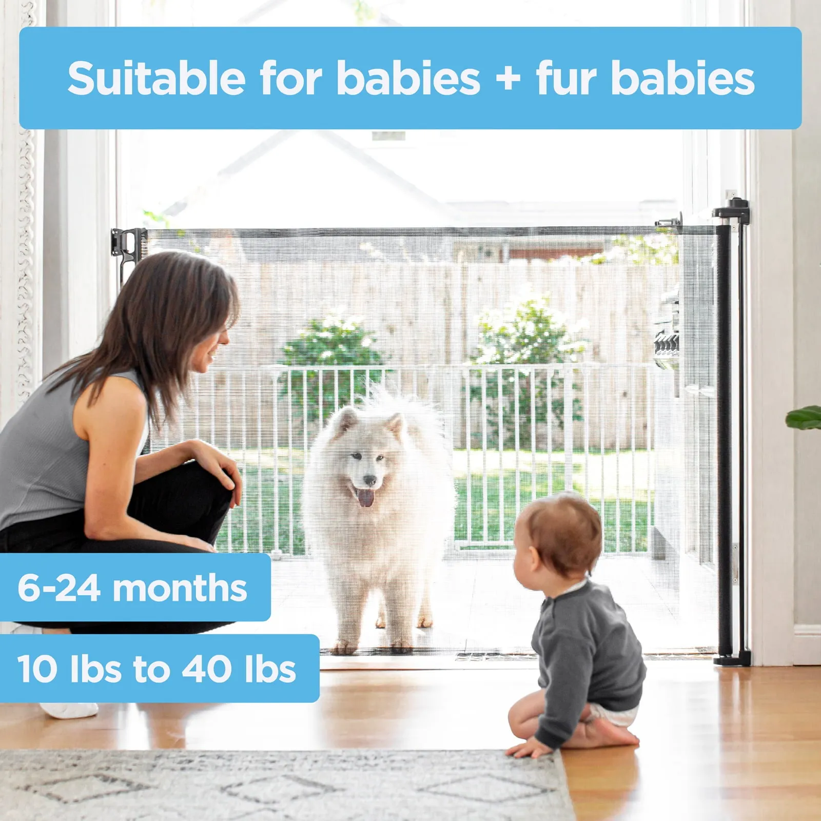 Baby Safety Gate Retractable Child Baby Pet Durable Guard 41" Tall X 71" Wide