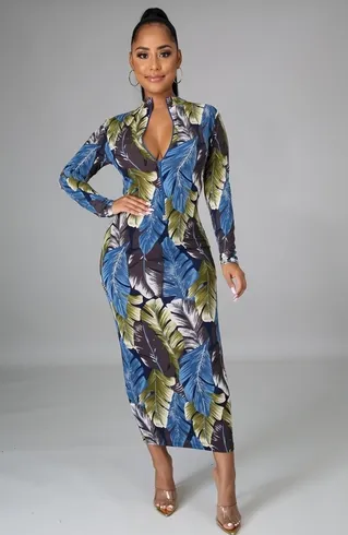 Blue Palms Dress