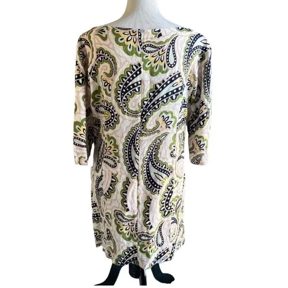 Boden Laurie Linen Dress in Ivory Paisley Size 8P Petite