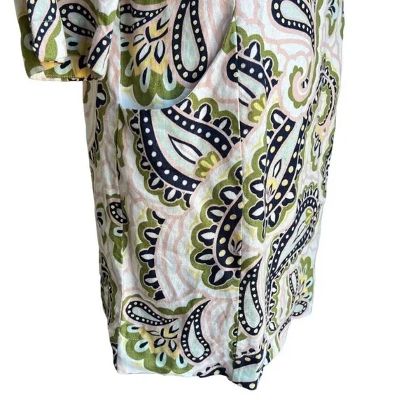 Boden Laurie Linen Dress in Ivory Paisley Size 8P Petite