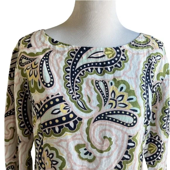 Boden Laurie Linen Dress in Ivory Paisley Size 8P Petite