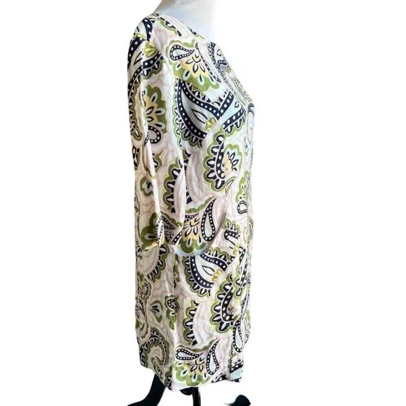 Boden Laurie Linen Dress in Ivory Paisley Size 8P Petite
