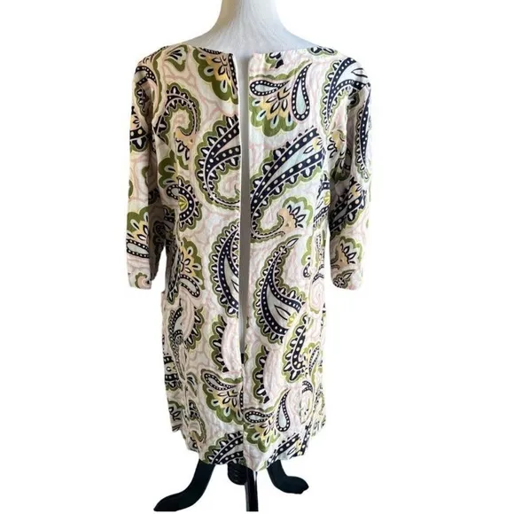 Boden Laurie Linen Dress in Ivory Paisley Size 8P Petite