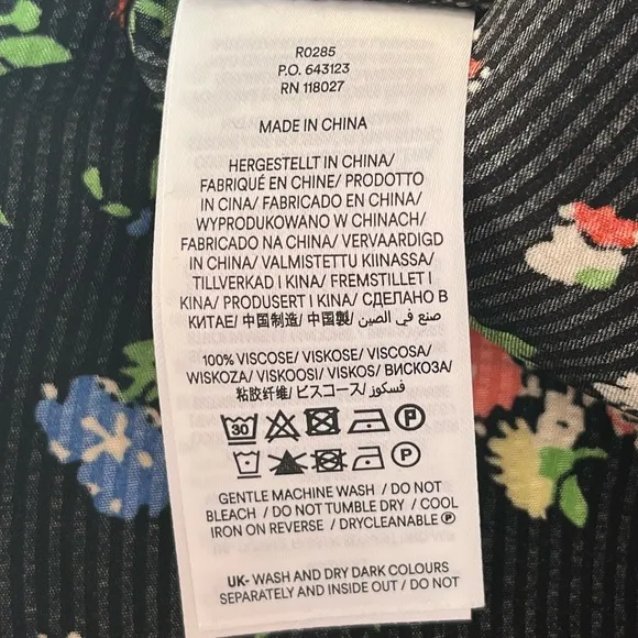 Boden Wild Flowers Ruffle Mini Skirt Black Mutli Color Size 8