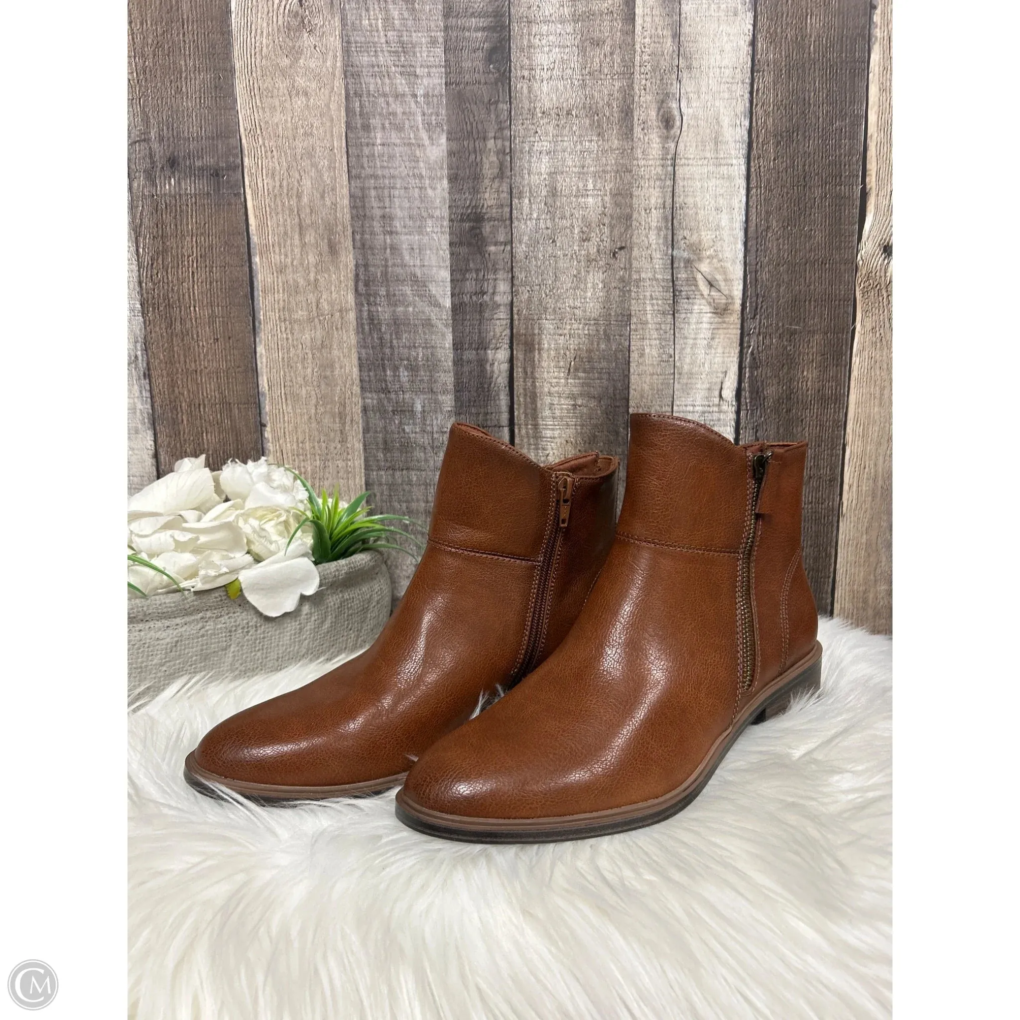Boots Ankle Heels By Cme In Brown, Size: 8.5