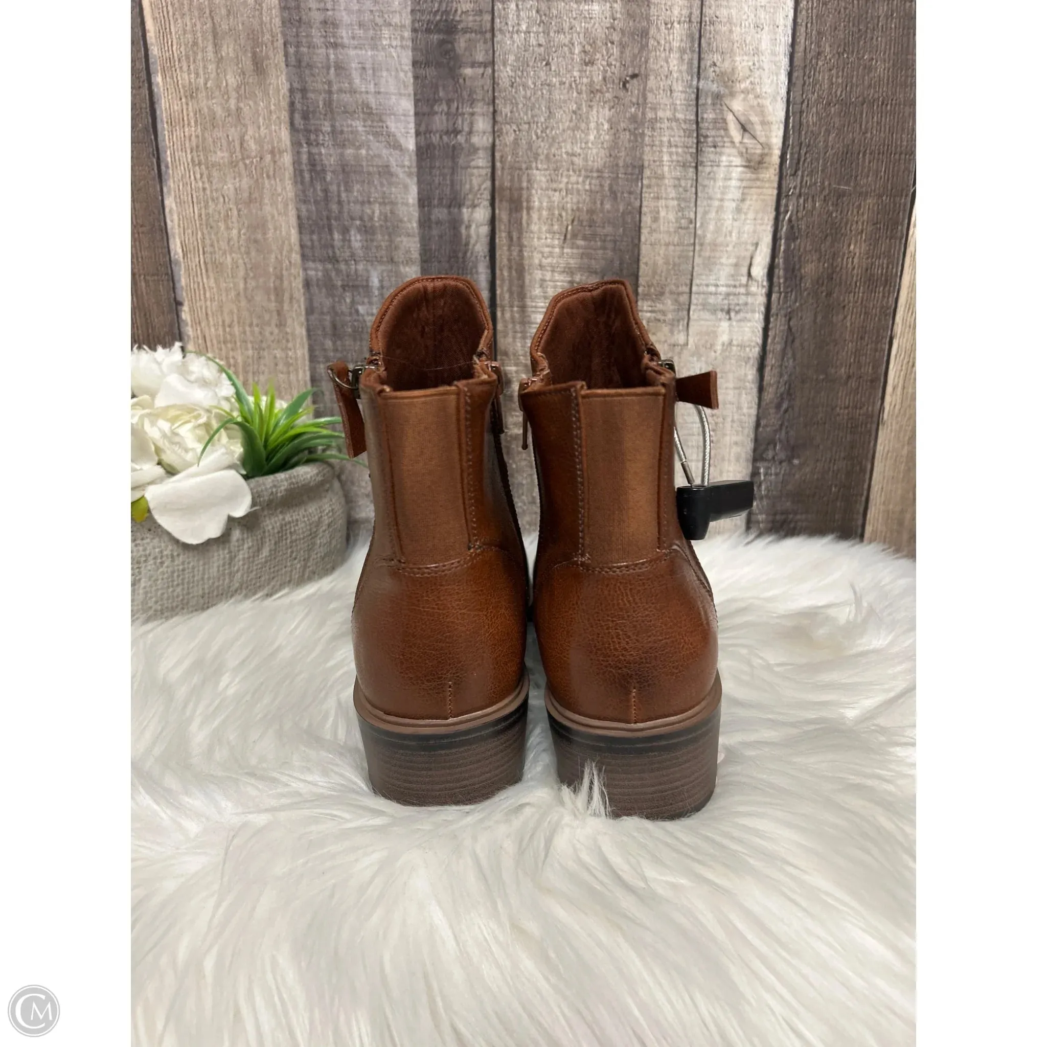 Boots Ankle Heels By Cme In Brown, Size: 8.5
