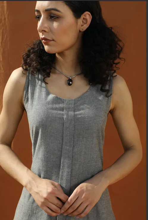 Breezy Boho - Grey Organic Cotton Cowl Dress