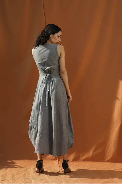 Breezy Boho - Grey Organic Cotton Cowl Dress