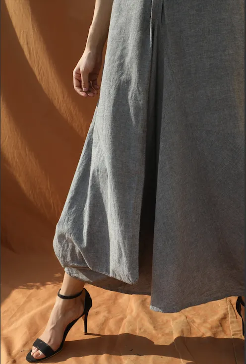 Breezy Boho - Grey Organic Cotton Cowl Dress