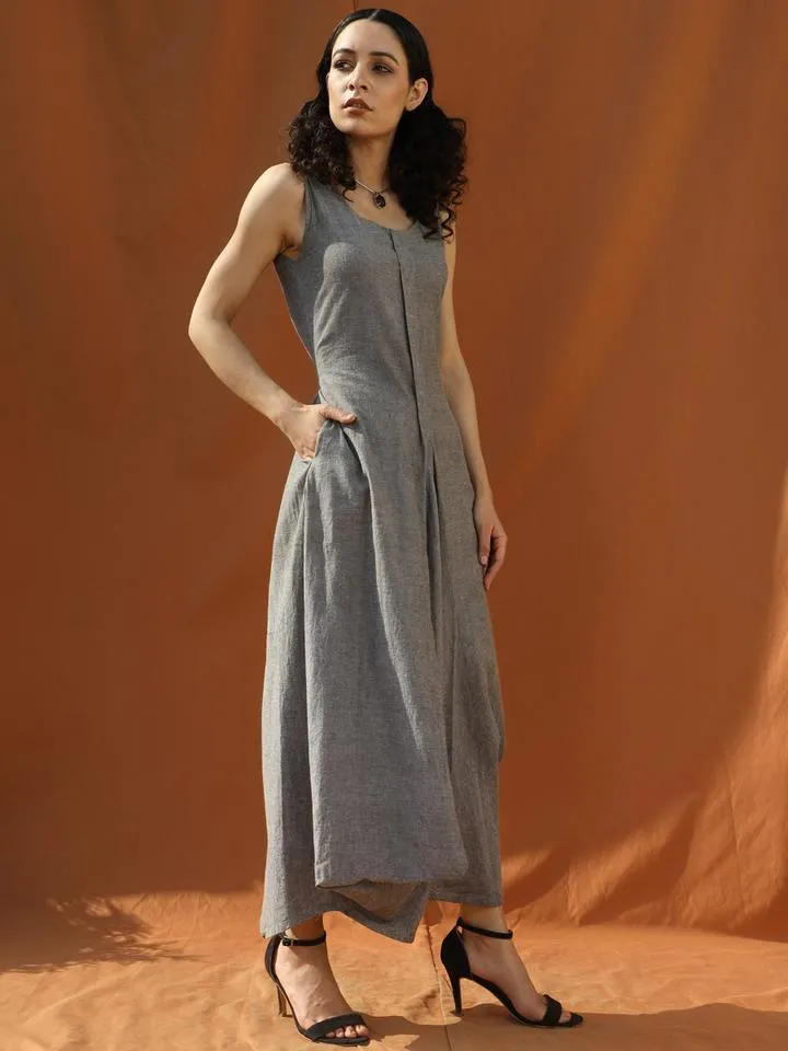 Breezy Boho - Grey Organic Cotton Cowl Dress