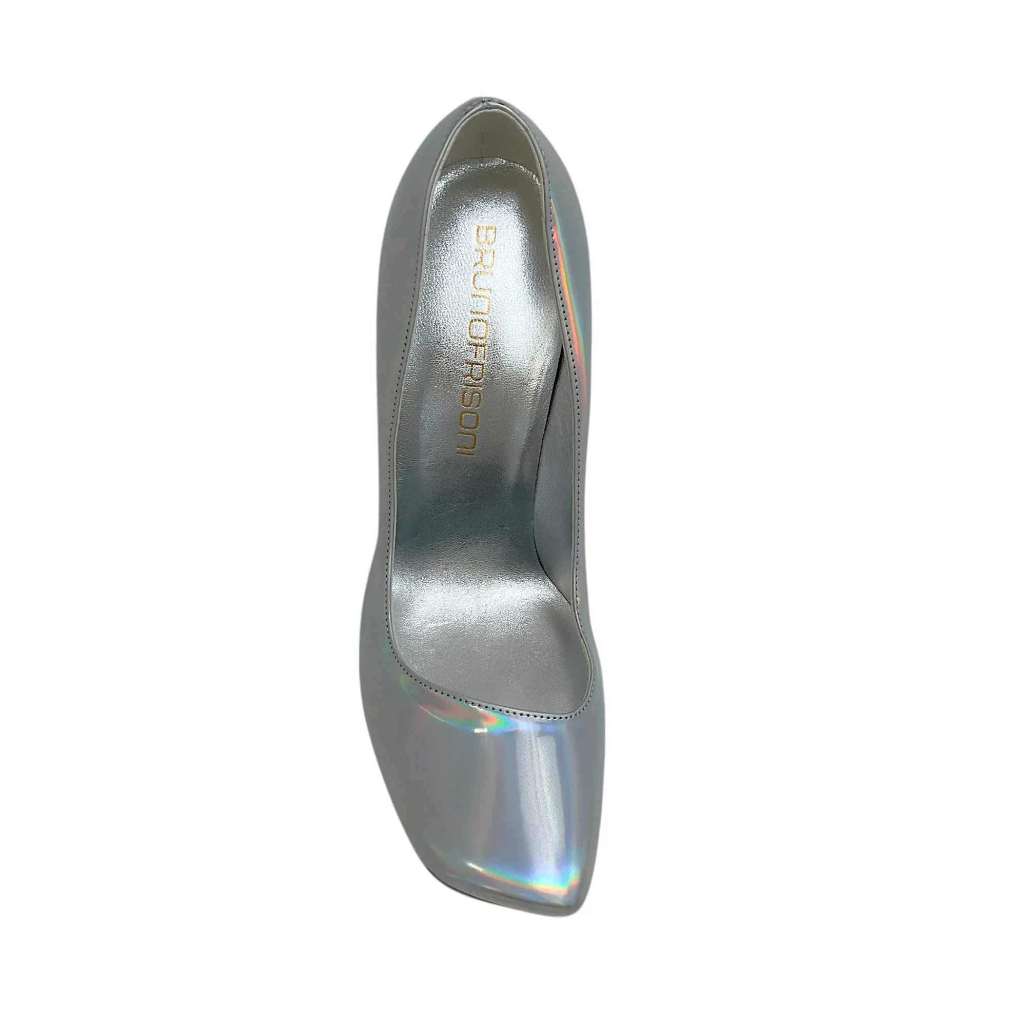 Bruno Frisoni Silver Holographic Leather Pumpette Pumps