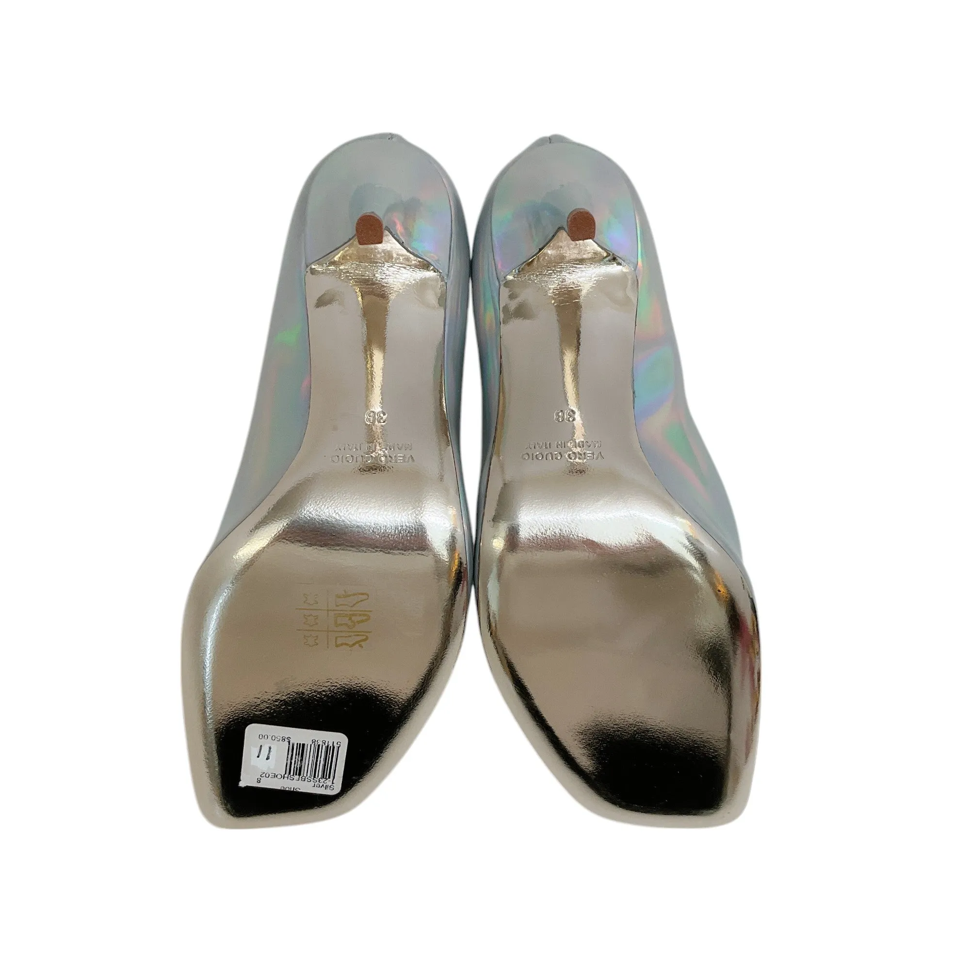 Bruno Frisoni Silver Holographic Leather Pumpette Pumps