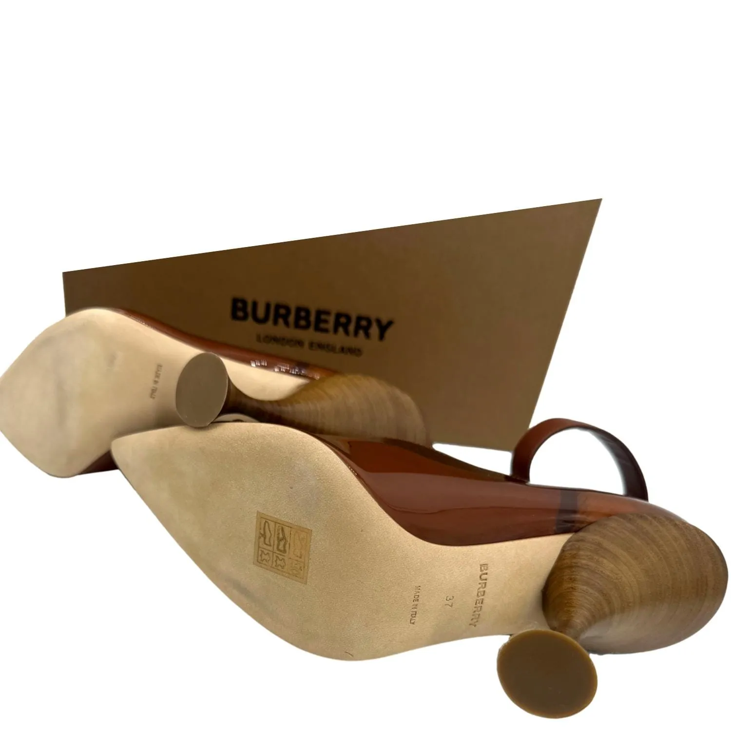 BURBERRY Leather Pumps Heels Brown Size 37