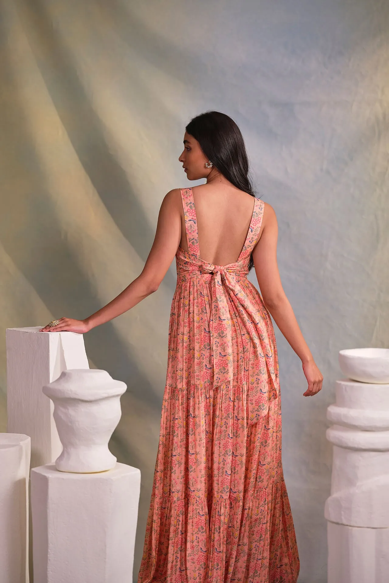 Butterly Bow Tye Maxi Dress