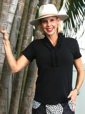 Charlie Ruffle Short Sleeve Top Black