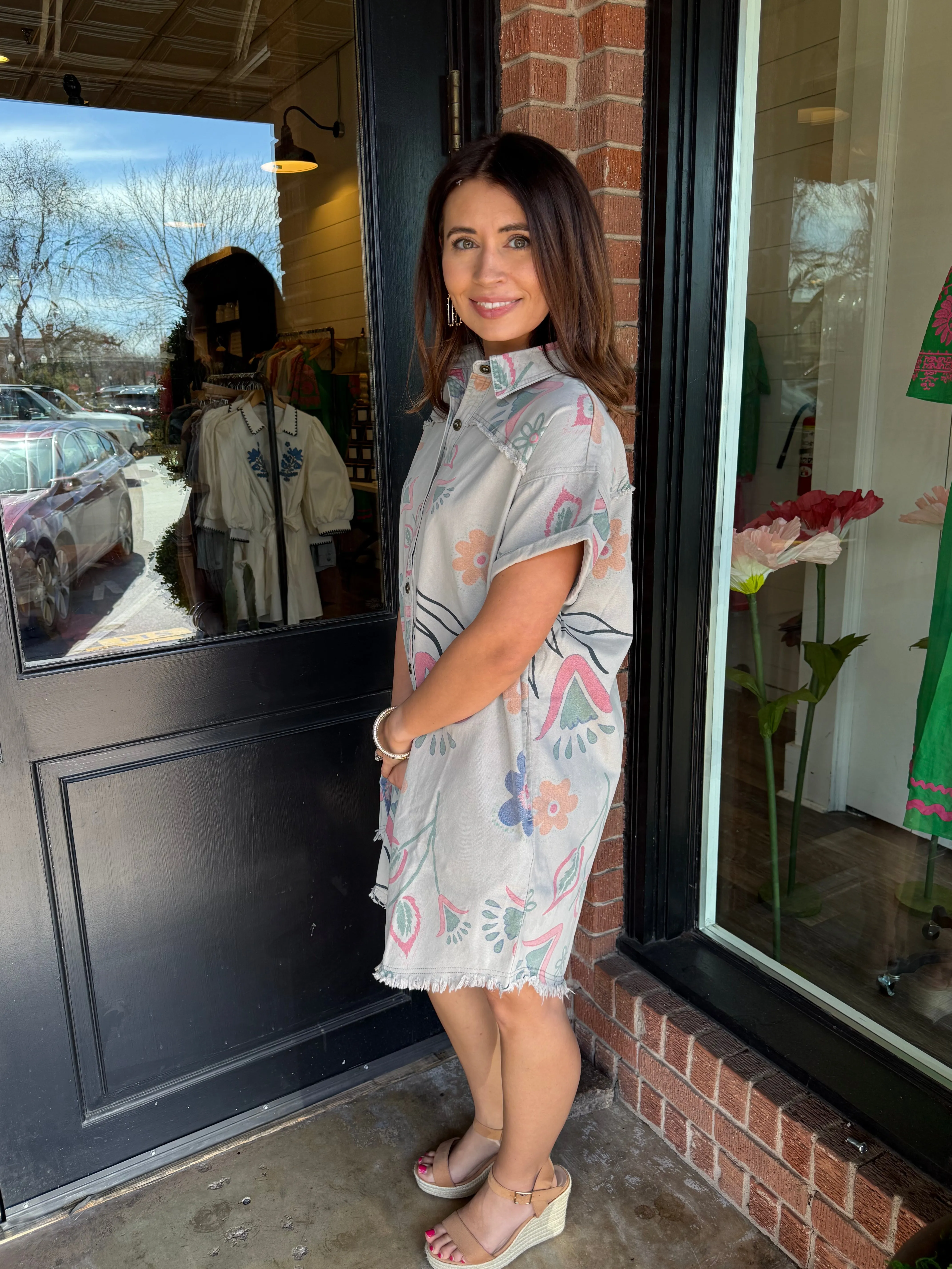 Charlotte Washed Print Shirt Dress
