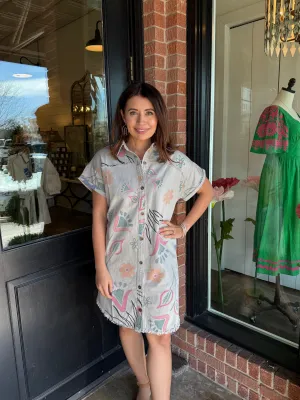 Charlotte Washed Print Shirt Dress