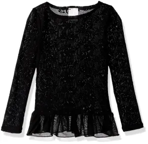 Clementine Little Girls' Lace Long Sleeve Durable Pullover Bodysuit Dance Dress