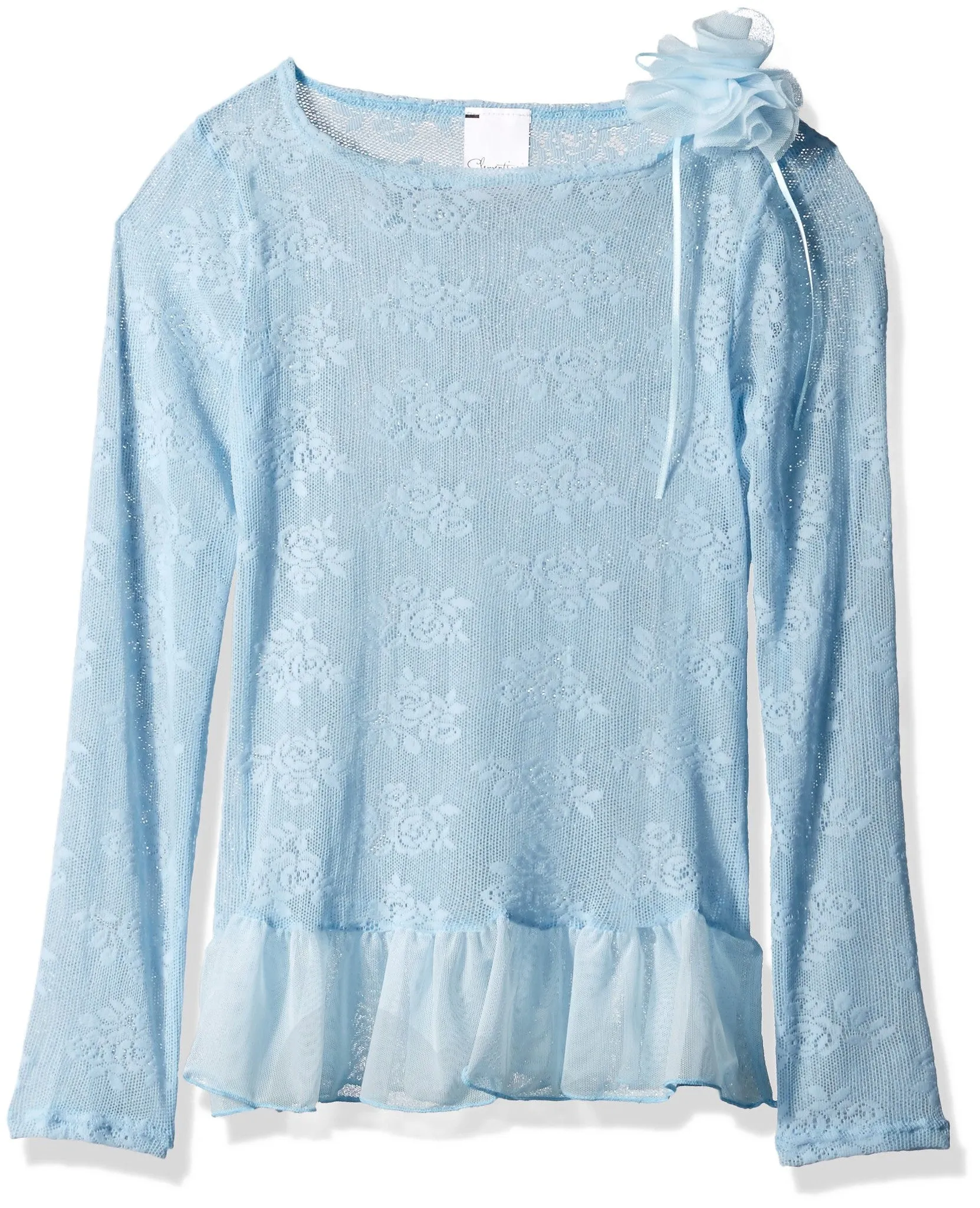 Clementine Little Girls' Lace Long Sleeve Durable Pullover Bodysuit Dance Dress