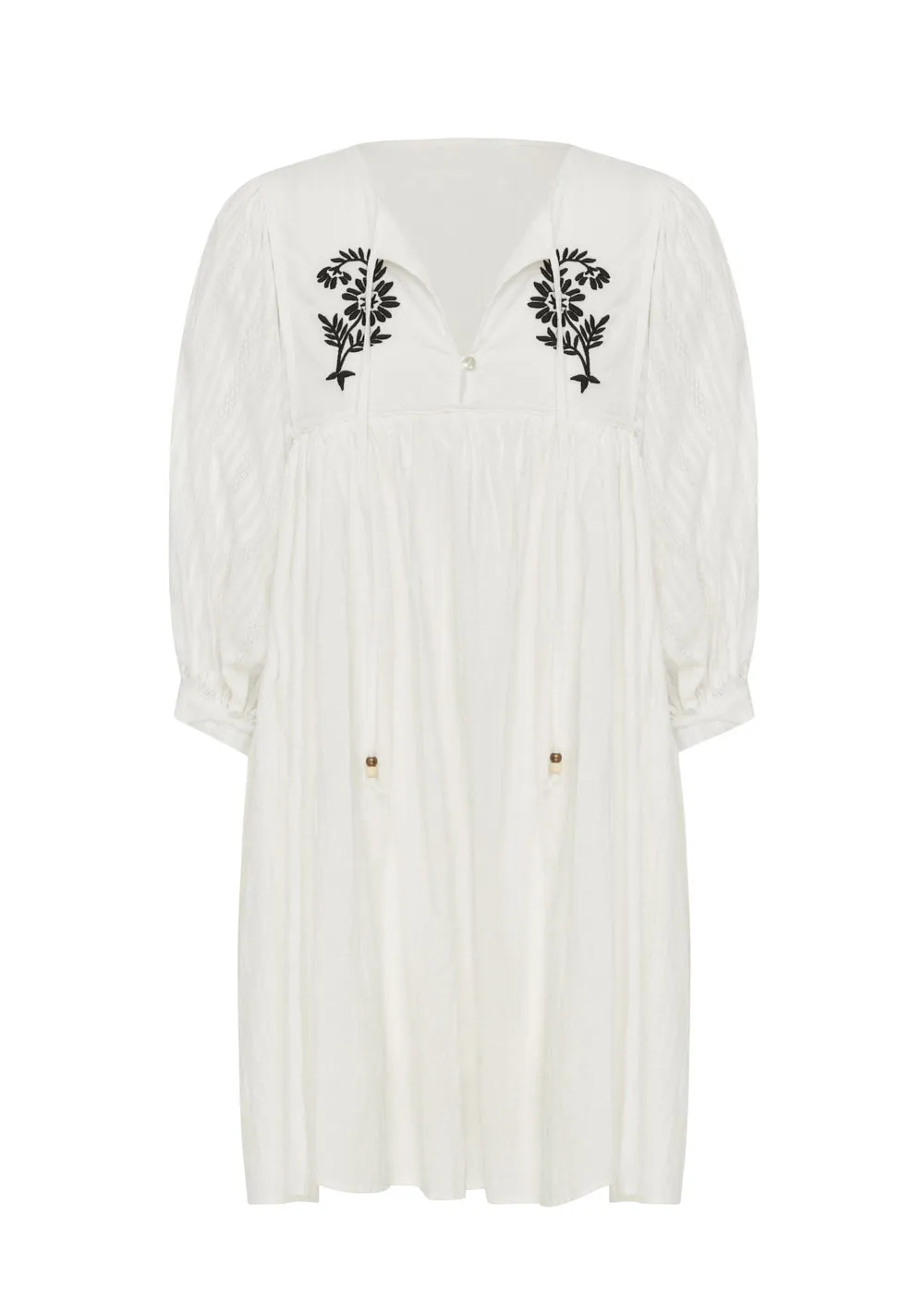 Coco Embroidered Blouse Mini Dress - White