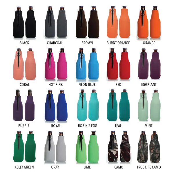 Collapsible Foam Zippered Bottle Cooler #2022Z - Monogram