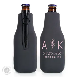 Collapsible Foam Zippered Bottle Cooler #2022Z - Monogram