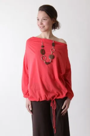 Cowlneck three quarter sleeve blouse