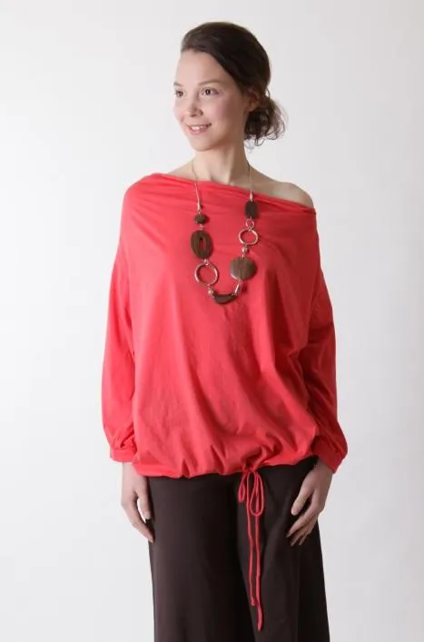 Cowlneck three quarter sleeve blouse