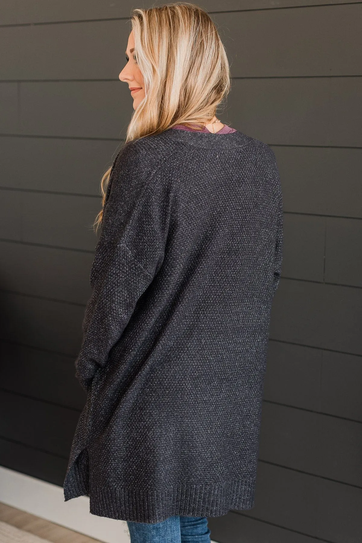 Cozy As Can Be Long Knitted Cardigan- Charcoal