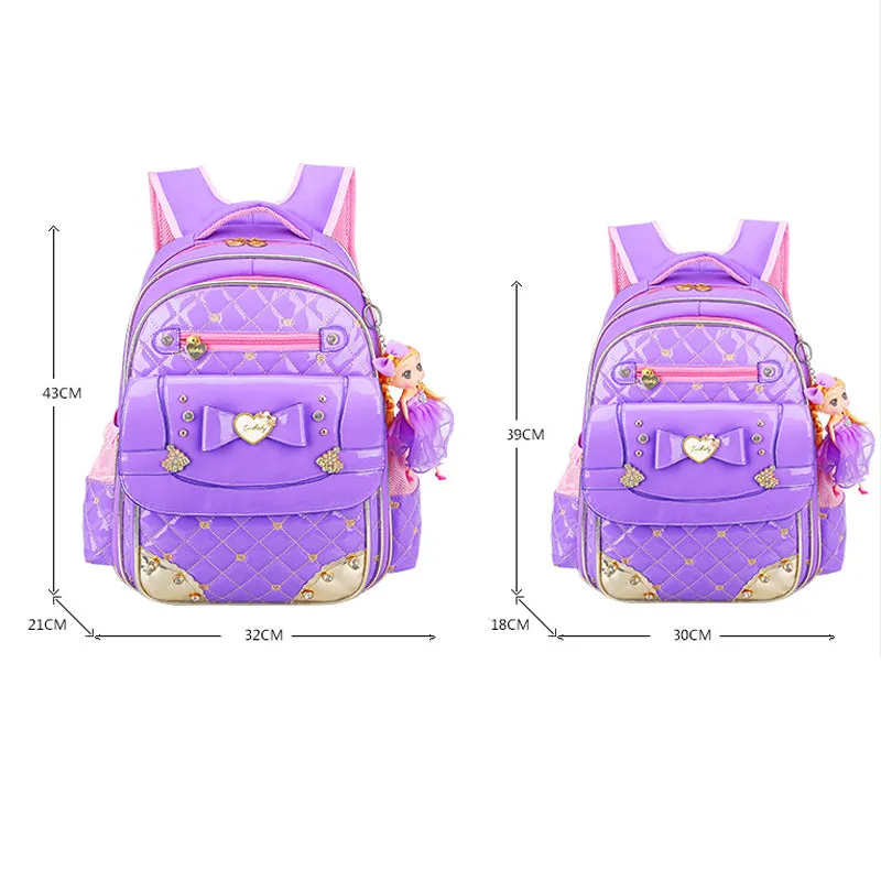 Cute Princess Backpack for Elementary Girls Durable Kids Waterproof Bookbag School Bag