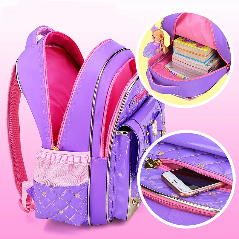 Cute Princess Backpack for Elementary Girls Durable Kids Waterproof Bookbag School Bag