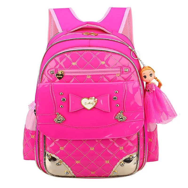 Cute Princess Backpack for Elementary Girls Durable Kids Waterproof Bookbag School Bag