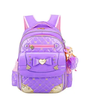 Cute Princess Backpack for Elementary Girls Durable Kids Waterproof Bookbag School Bag