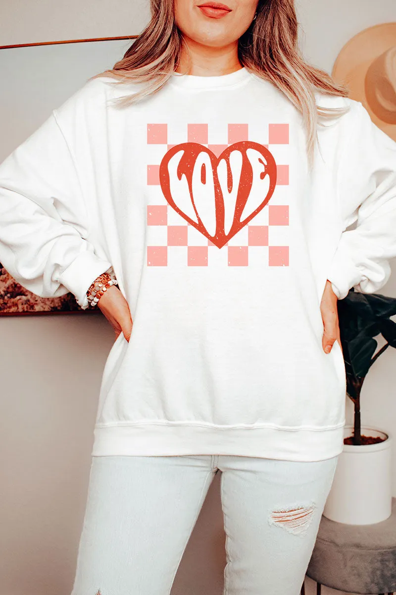 Distressed Heart Love Unisex Fleece Crew