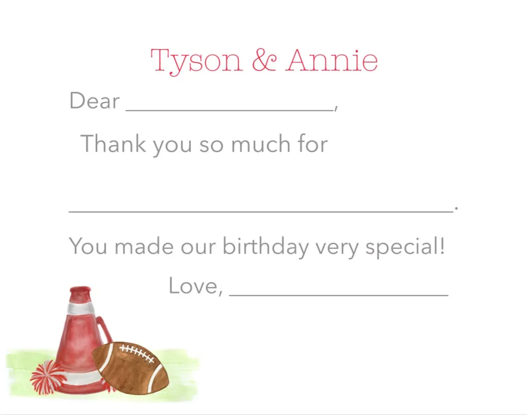 Easy Breezy Football Cheerleader Thank You Notes