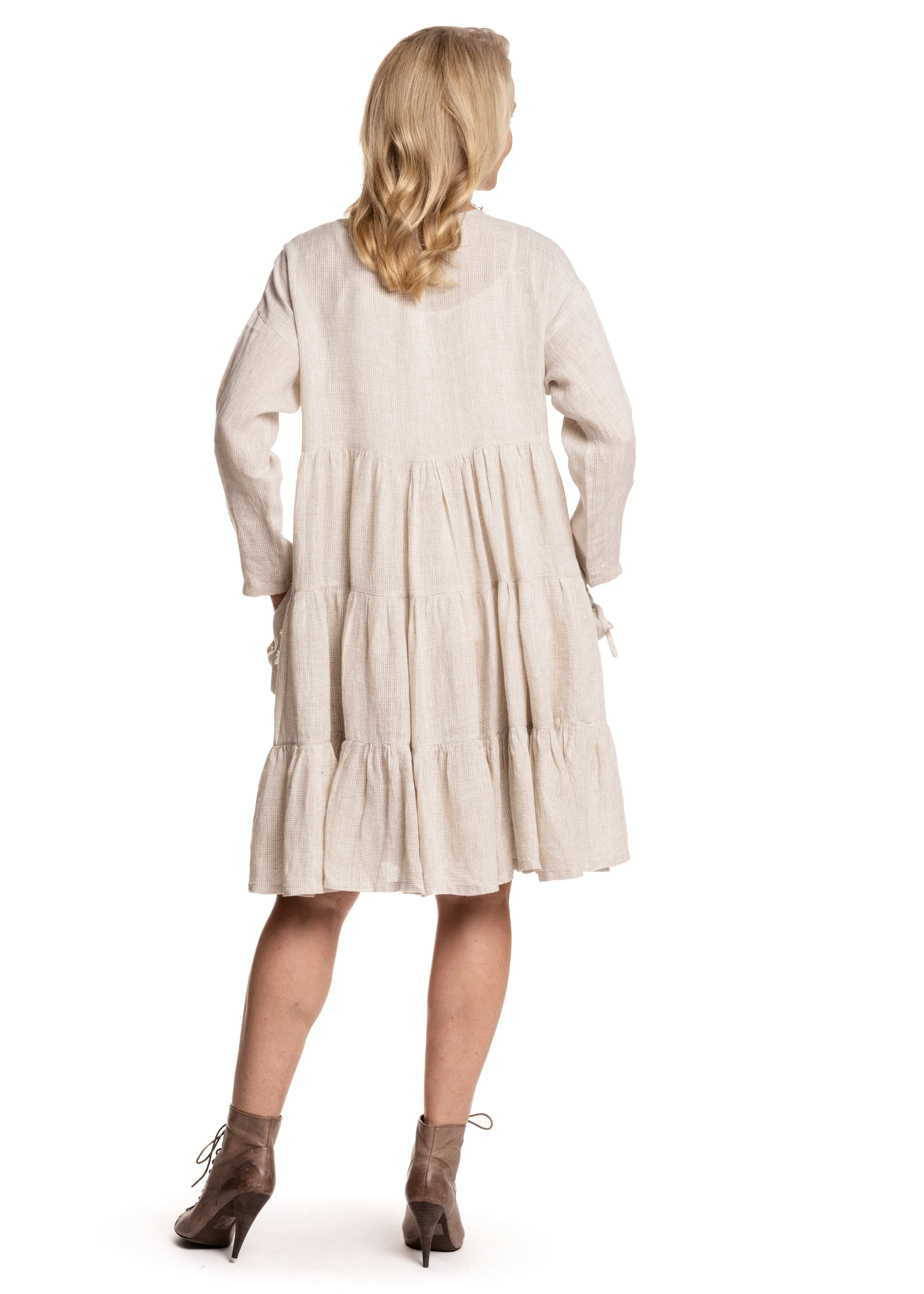 Eileen Linen Button Dress in Latte