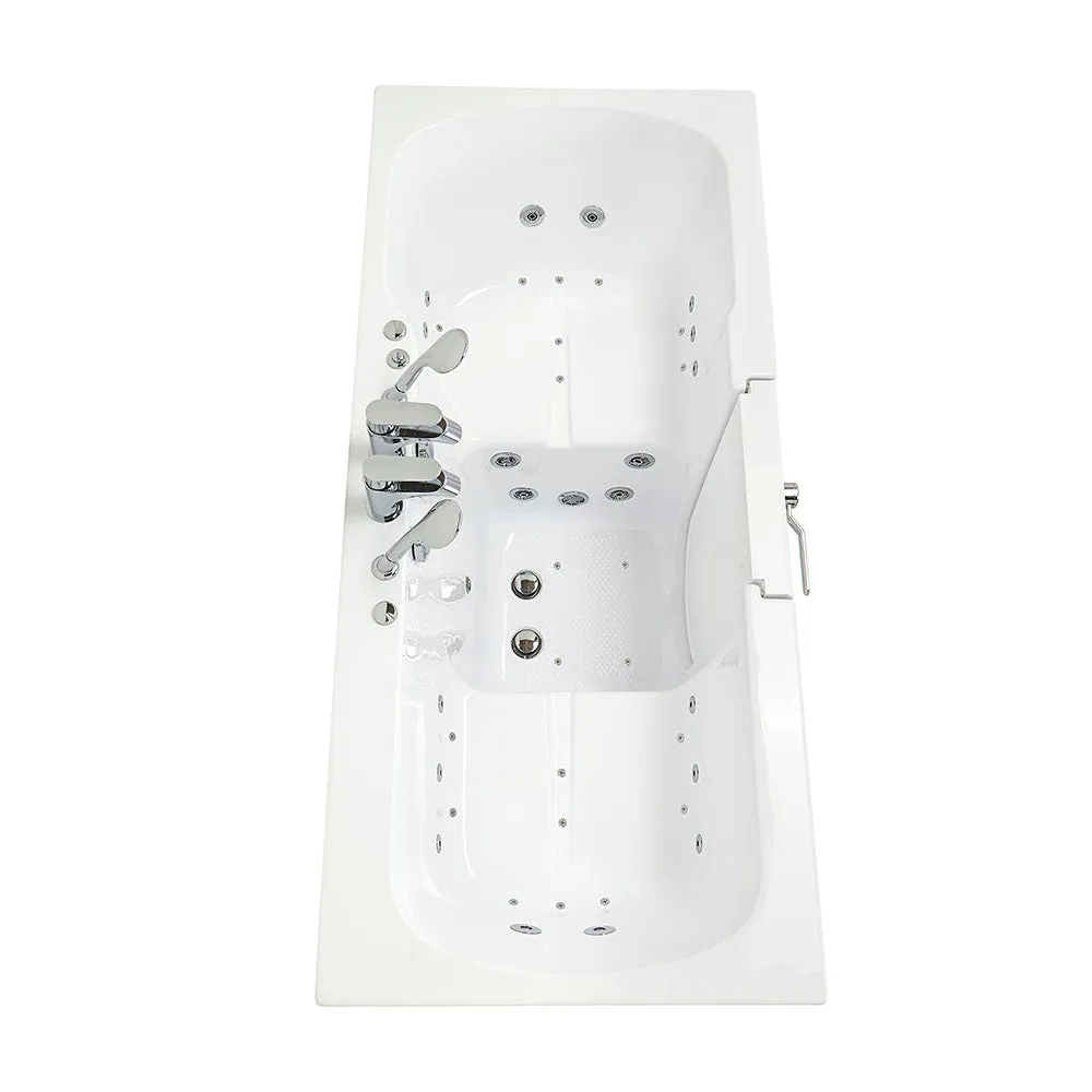 Ella Big4Two 36"x80" Hydro   Air Massage w/ Independent Foot Massage Acrylic Two Seat Walk-In-Bathtub, Left Outswing Door, 2x2 Piece Fast Fill Faucet, 2" Dual Drain
