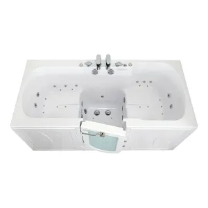 Ella Big4Two 36"x80" Hydro   Air Massage w/ Independent Foot Massage Acrylic Two Seat Walk-In-Bathtub, Left Outswing Door, 2x2 Piece Fast Fill Faucet, 2" Dual Drain