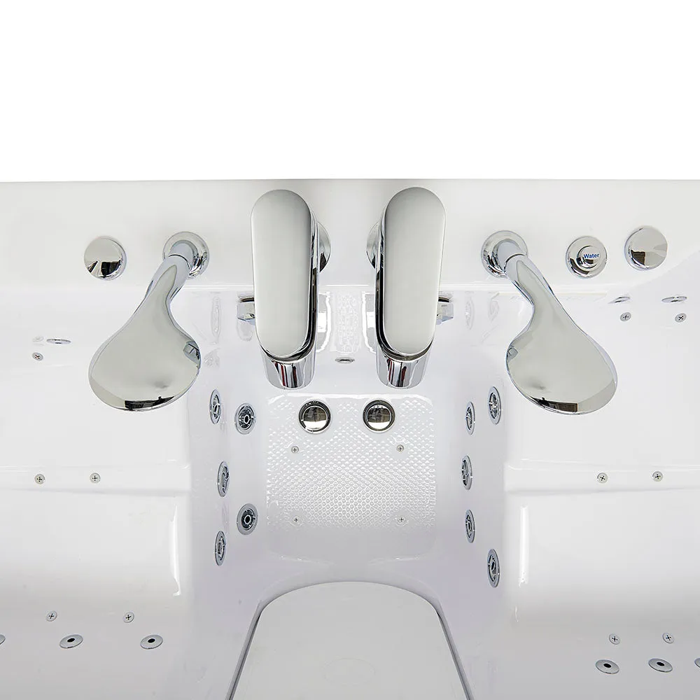 Ella Big4Two 36"x80" Hydro   Air Massage w/ Independent Foot Massage Acrylic Two Seat Walk-In-Bathtub, Left Outswing Door, 2x2 Piece Fast Fill Faucet, 2" Dual Drain
